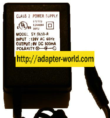 SY-0650-A AC DC ADAPTER 6V 500MA POWER SUPPLY