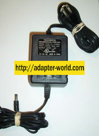 TECHNICS TEAD-57-121800U AC DC ADAPTER 12V 1.8A POWER SUPPLY