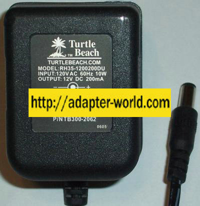 TURTLE BEACH RH35-1200200DU AC ADAPTER 12VDC 200MA NEW -( ) 2x