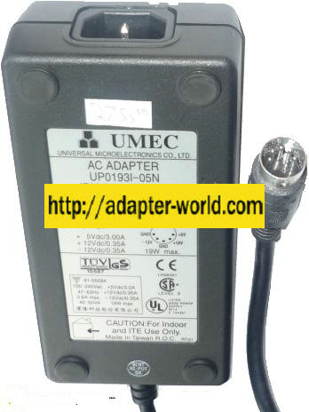 UMEC UP0193I-05N AC ADAPTER 5Vdc 12Vdc 5Pins 19W POWER SUPPLY