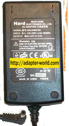 Wuxi Hard HDAD60W104 24V 2.5A AC Power Adapter X040719