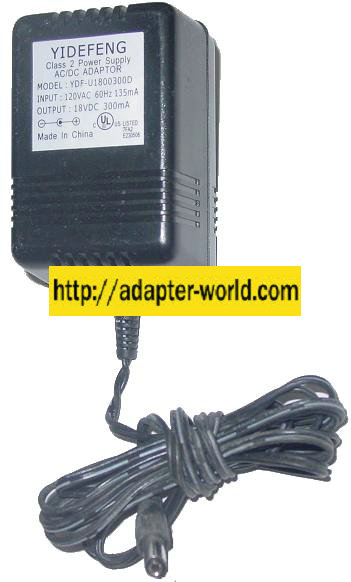 YIDEFENG YDF-U1800300D AC DC ADAPTER 18VDC 300mA POWER SUPPLY