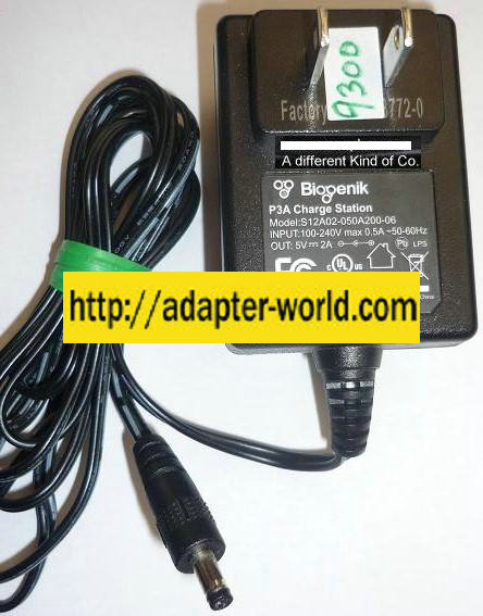 NEW BIOGENIK 5VDC 2A USED -(+) 1.5x4x9mm Round Barrel S12A02-050A200-06 AC ADAPTER POWER SUPPLY