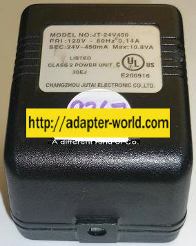 NEW CHANGZHOU 24V AC 450mA 10.8VA CLASS 2 JT-24V450 AC ADAPTER POWER SUPPLY