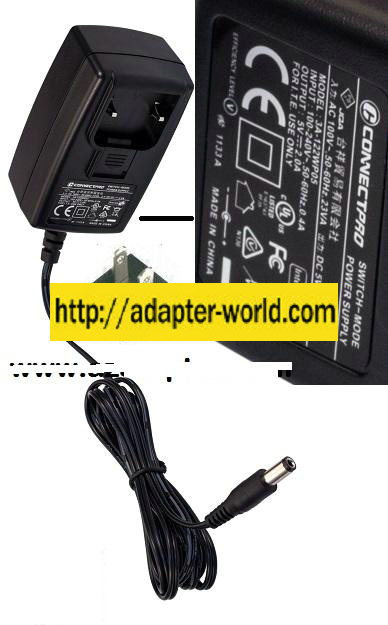NEW ENG 5VDC 2A -(+) 2.5x5.5mm Black Used Switch Mode 3A-122wp05 AC Adapter Power Supply
