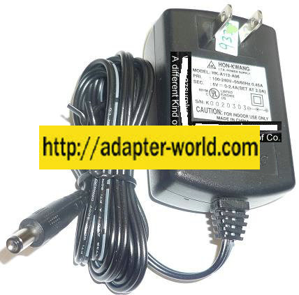 NEW HON-KWANG 6VDC 0-2.4A USED -(+) 2.5x5.5x8mm ROUND BARREL ITE HK-A112-A06 AC ADAPTER POWER SUPPLY