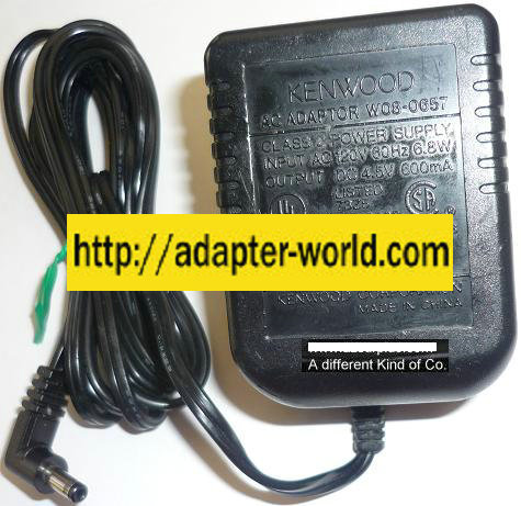 NEW 4.5VDC 600mA USED -(+) 1.5x4x9mm 90°ROUND BARREL PLUG-IN CLASS 2 TRANSFORMER KENWOOD W08-0657 AC ADAPTER P
