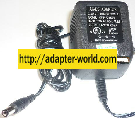 NEW 12VDC 600mA USED -(+) 2x5.5x9mm ROUND BARREL CLASS 2 TRANSFORMER MW41-1200600 AC ADAPTER POWER SUPPLY