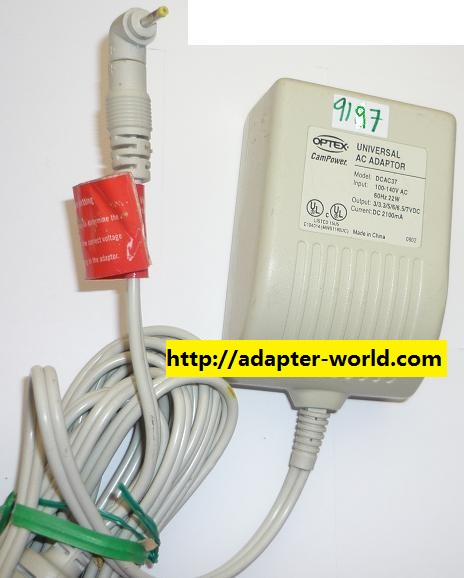 NEW OPTEX DCAC37 UNIVERSAL AC ADAPTER 3/3.3/5/6/6.5/7VDC 210mA USED 0.2x0.3x7mm 90° ROUND BARREL SWITCHING POW