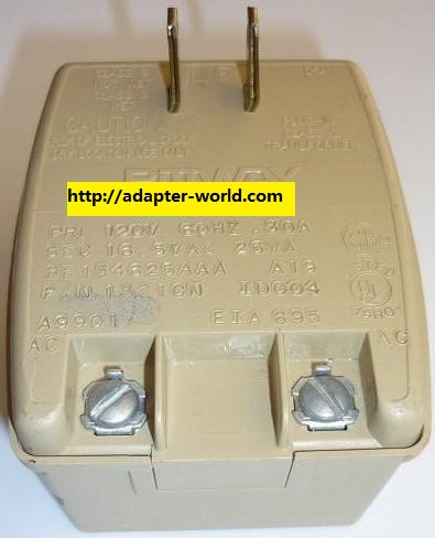 NEW PITTWAY 16.5VAC 25VA USED PLUG-IN CLASS 2 TRANSFORMER BE154625AAA AC ADAPTER POWER