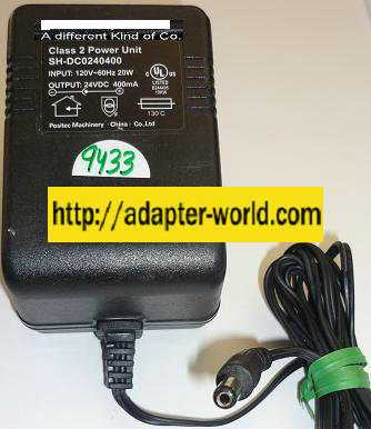 NEW POSITEC MACHINERY E14495 24VDC 400mA USED -(+) 2x5.5x11mm ROUND BARREL ITE SH-DC0240400 AC ADAPTER POWER S