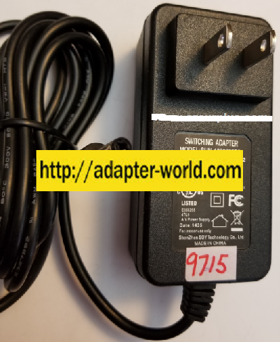 *NEW* SHENZHEN E355255 SUN-1200250B3 AC ADAPTER 12VDC 2.5A USED -(+) 2x5.5x12mm ROUND BARREL SWITCHING POWER S