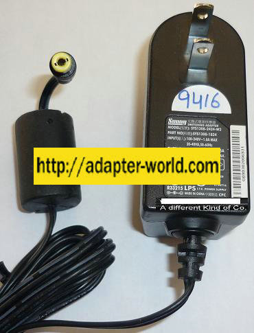 NEW SUNNY 24VDC 0.75A USED -(+) 2x5.5x9mm ROUND BARREL SYS1308-2424-W2 AC ADAPTER POWER SUPPLY