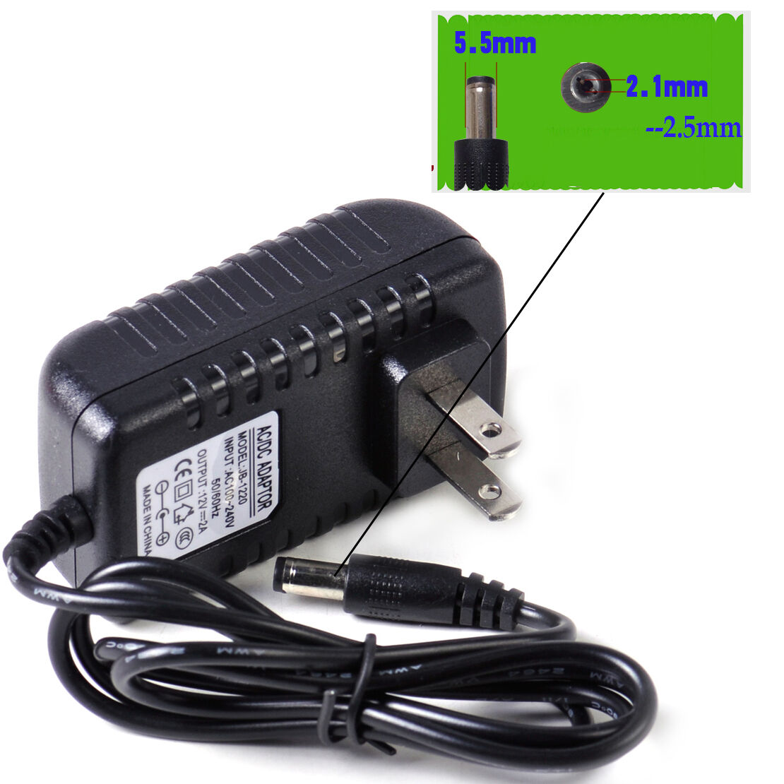 12V/2A Power Supply AC To DC Adapter US Plugs Converter For CCTV Security Camera Features: Dimmable Connec