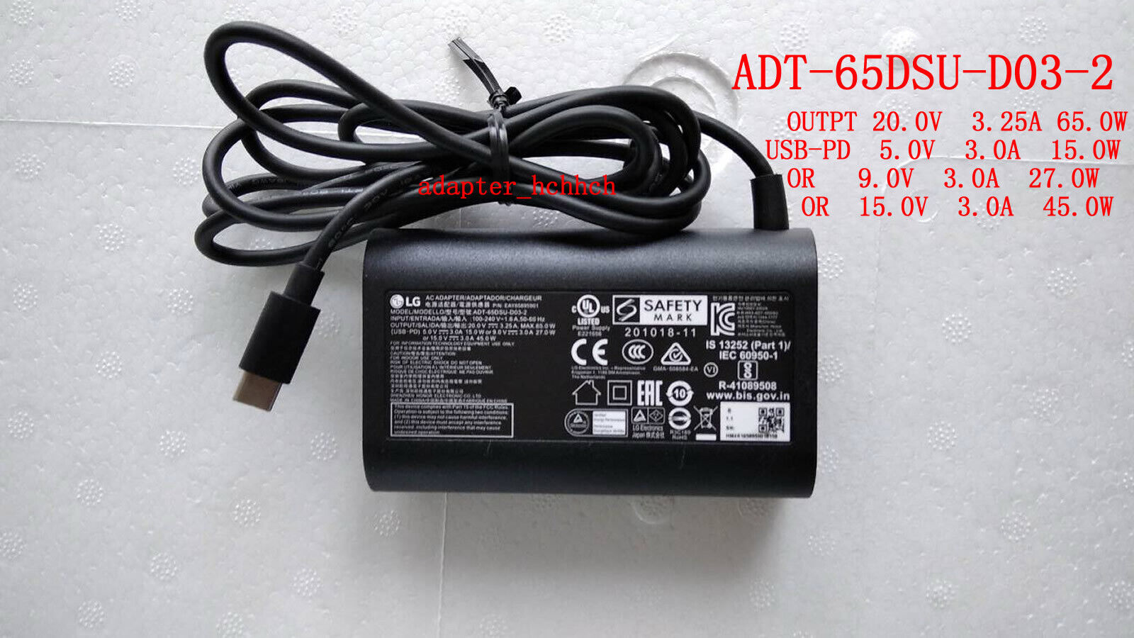 *Brand NEW*Original LG gram 17Z90P-K.AAB8U1 ADT-65DSU-D03-2 EAY65895901 USB-C AC/DC Adapter - Click Image to Close