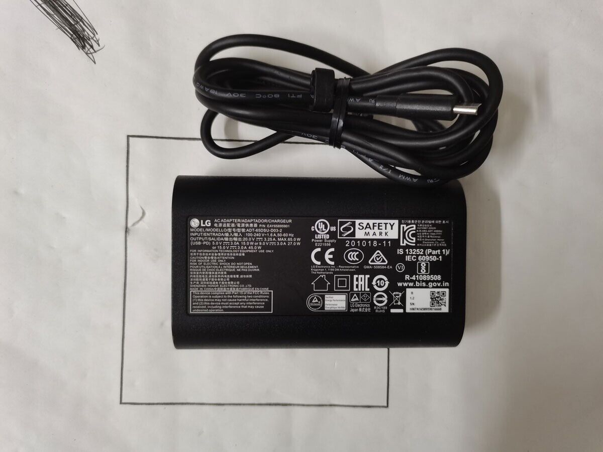 *Brand NEW*3.25A 65W AC/DC Adapter Original LG gram 17Z90P-K.AAB9U1 ADT-65DSU-D03-2 EAY65895901 USB-C