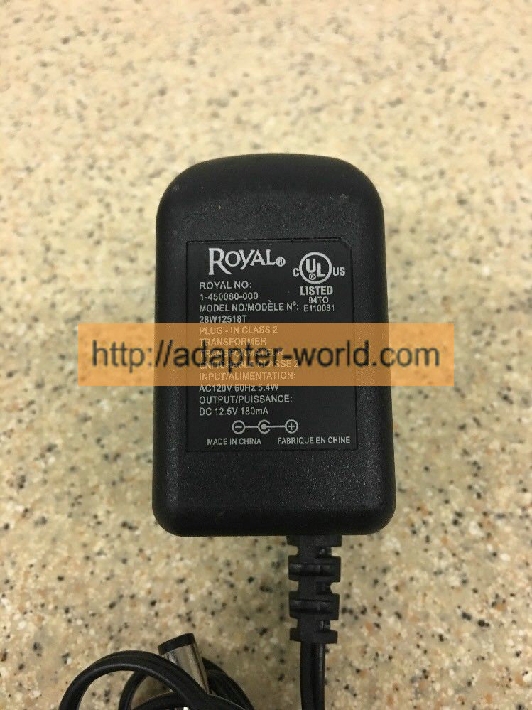*100% Brand NEW* ROYAL 120VAC->12.5VDC/180mA -(+) 28W12518T AC/DC Adapter POWER SUPPLY Free shipping!