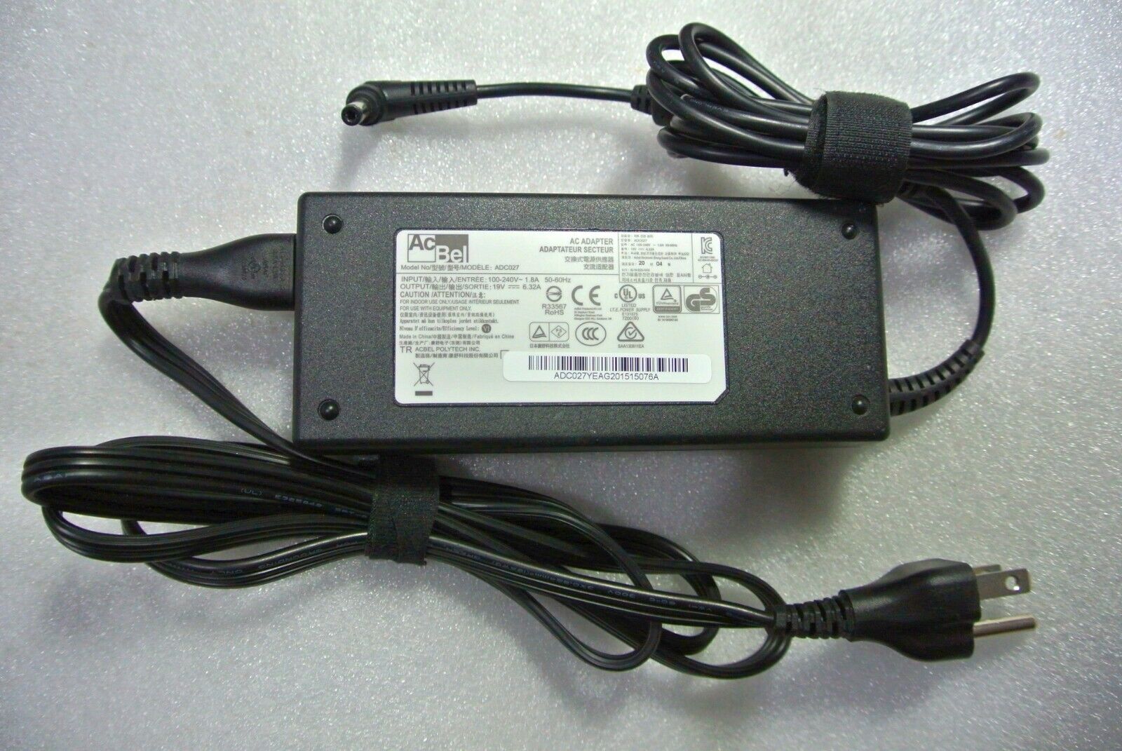 *Brand NEW*Genuine AcBel 120W 19V 6.32A AC Power Adapter Model ADC027 Power Supply