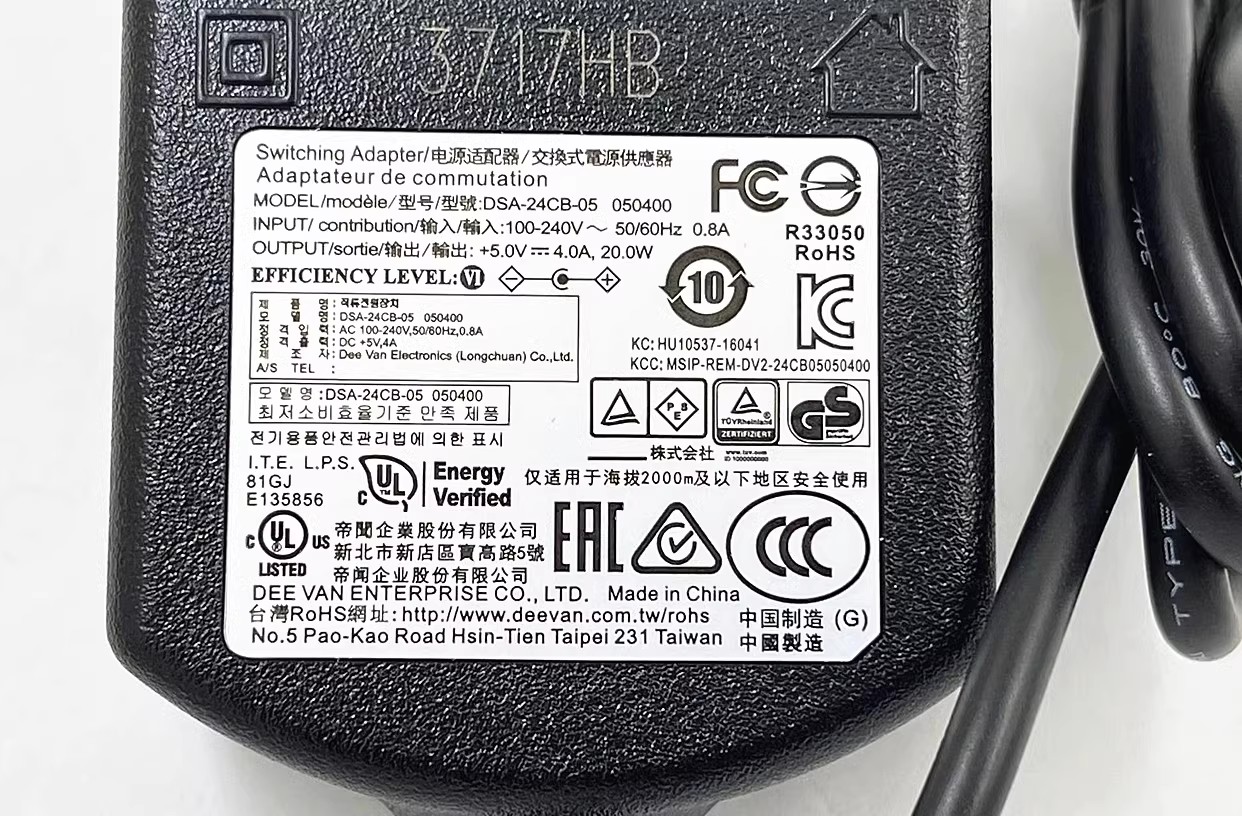*Brand NEW* DVE DC5V 4A AC ADAPTER DSA-24CB-05 050400 5.5*2.5/2.1MMPOWER Supply