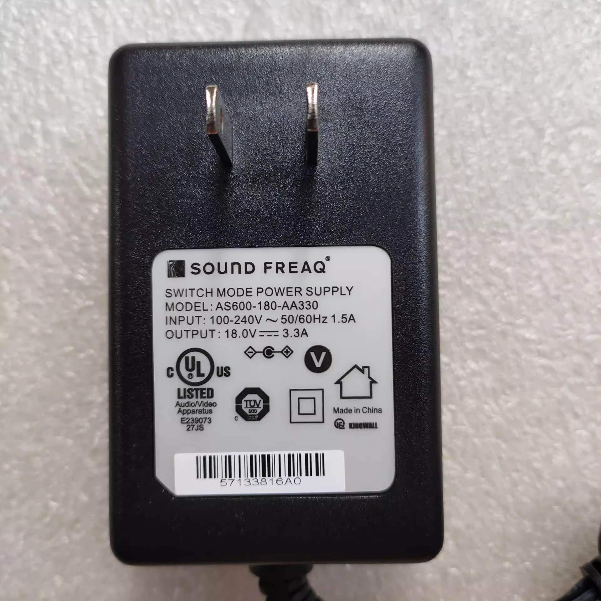 *Brand NEW*AC100-240V 50/60Hz SOUND FREAQ 18V 3300MA AC DC ADAPTHE AS600-180-AA330 POWER Supply