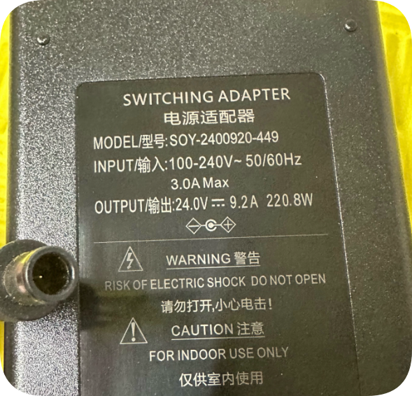 *Brand NEW*24.0V 9.2A 220.8W Large Port with Pin 7.4*5.0mm SOY-2400920-449 Power Supply