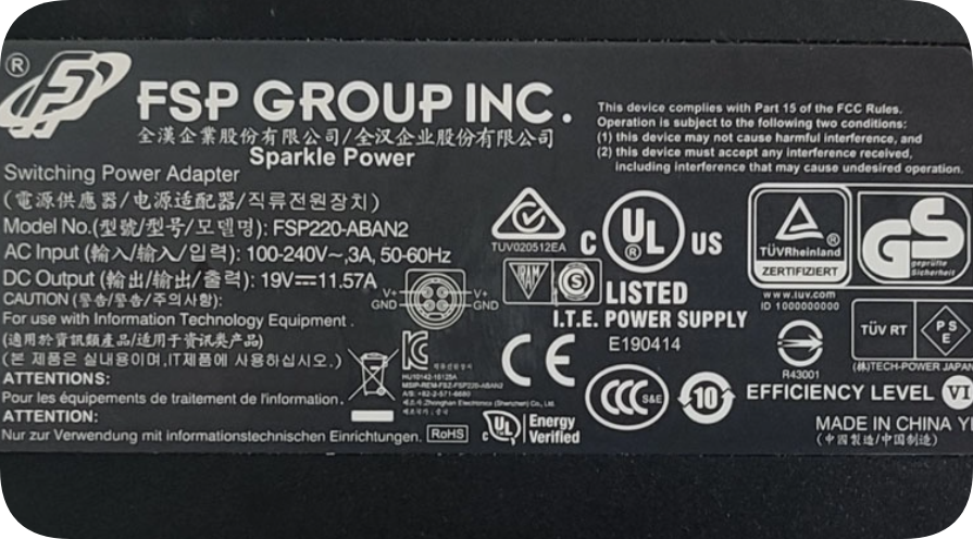 *Brand NEW*FSP FSP220-ABAN1/AN2 four-pin 4-hole plug transformer 19V 11.57A power adapter cable