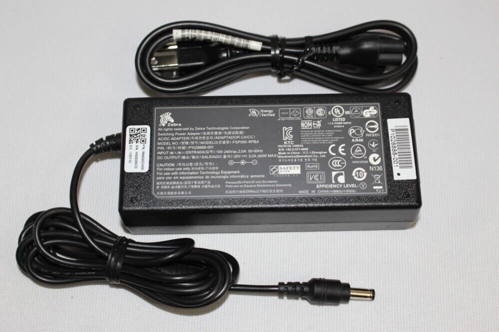 *Brand NEW*Genuine Zebra FSP060-RPBA P1028888-001 60W 20V 3.0A AC Power Adapter Charger