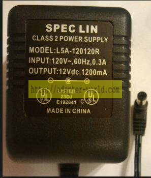*Brand NEW* SPEC LIN L5A-120120R 12vdc 1200mA AC ADAPTER Power Supply
