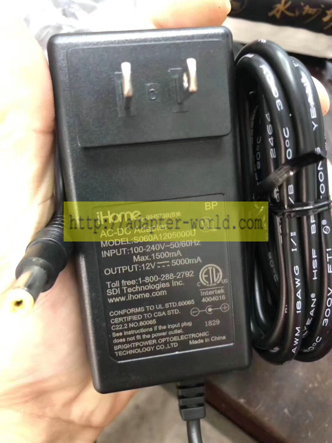 *Brand NEW* iHome S060A1205000U 12V 5000m AC DC Adapter POWER SUPPLY