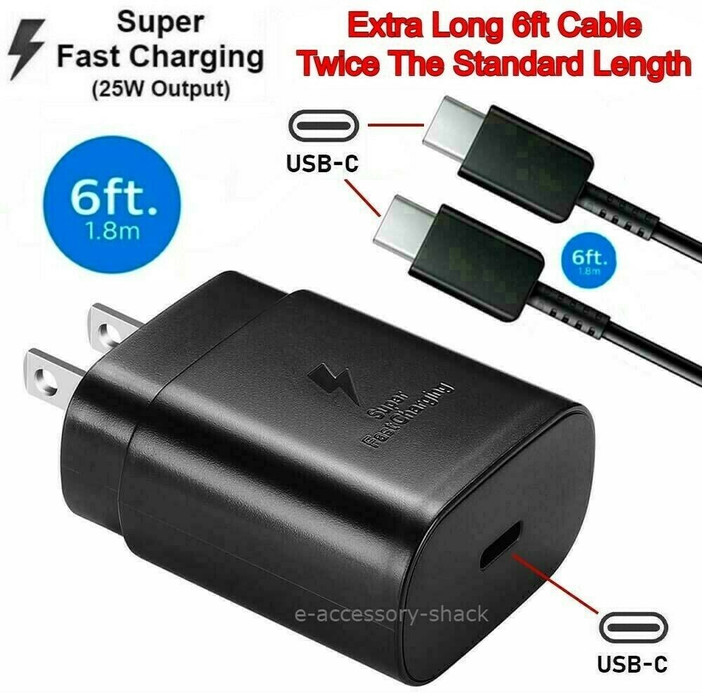 *Brand NEW* 25w Type USB-C Super Fast Wall Charger+6FT Cable For Samsung Galaxy S20 S21 5G