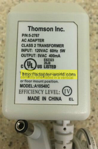 *100% Brand NEW* Thomson A10540C for 5-2767 Output: 5V AC 400mA AC Power Supply Adapter Charger Free shipping!