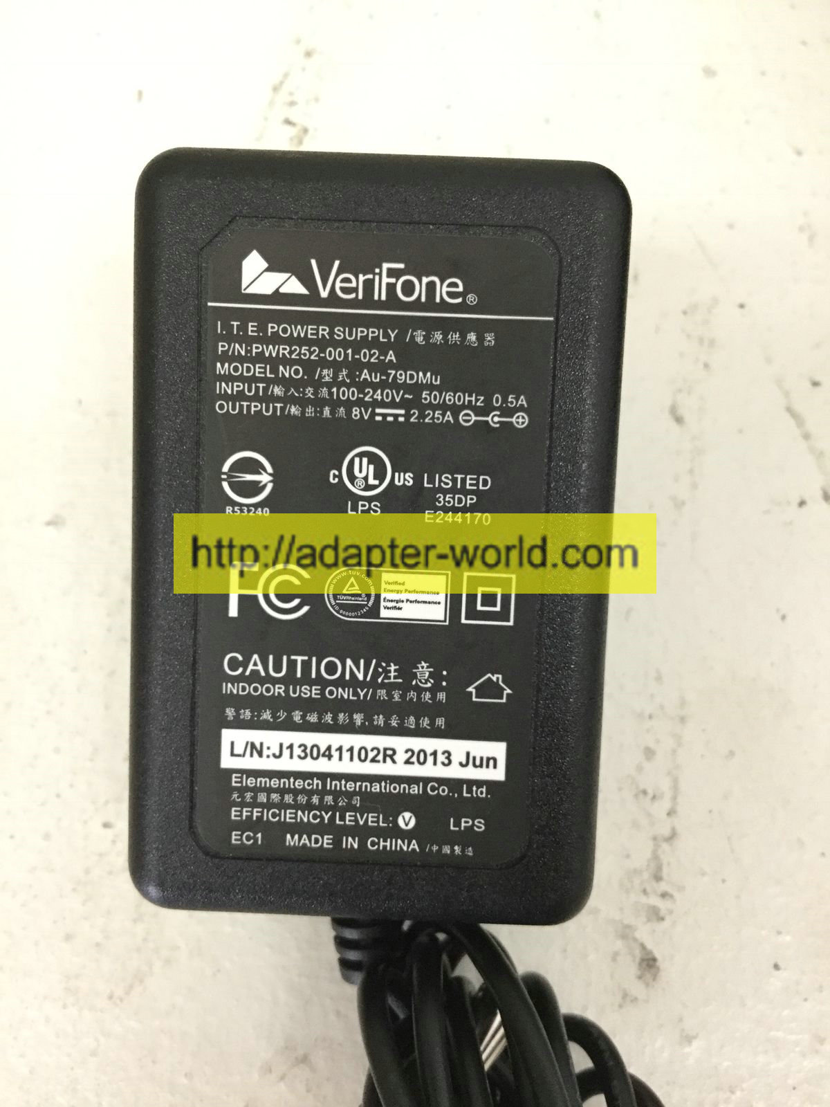*100% Brand NEW* Verifone 8V 2.25A Adapter PWR252-001-02-A Model Au-79DMu Power Supply Charger Free shipping!