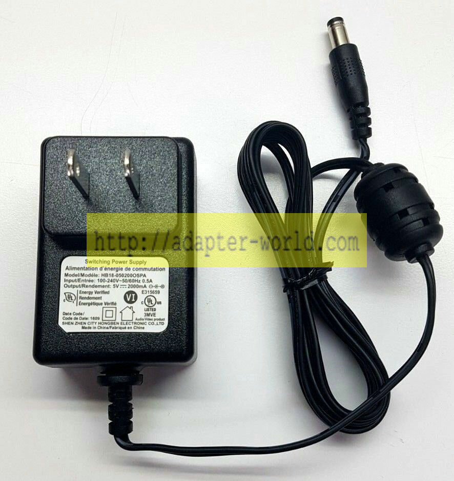 *Brand NEW* HONGBEN ELECTRONIC HB18-050200OSPA 5V 2000mA AC DC Adapter POWER SUPPLY