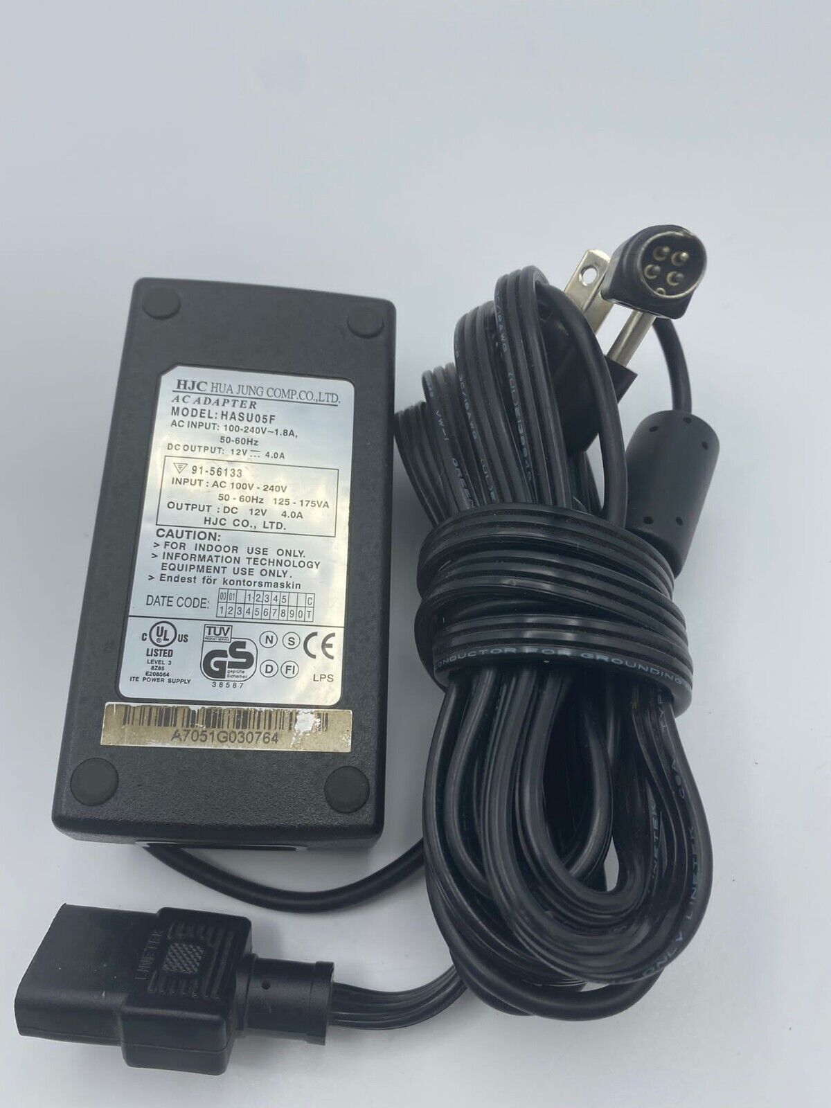 *Brand NEW* HJC HASU05F Output 12V 4.0A 12 Volts 4 Pin AC Power Supply Adapter Charger