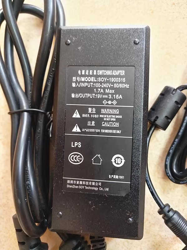 *Brand NEW* SOY-1900315 POWER Supply SOY 19V 3.15A AC100-240V 50/60Hz AC DC ADAPTHE