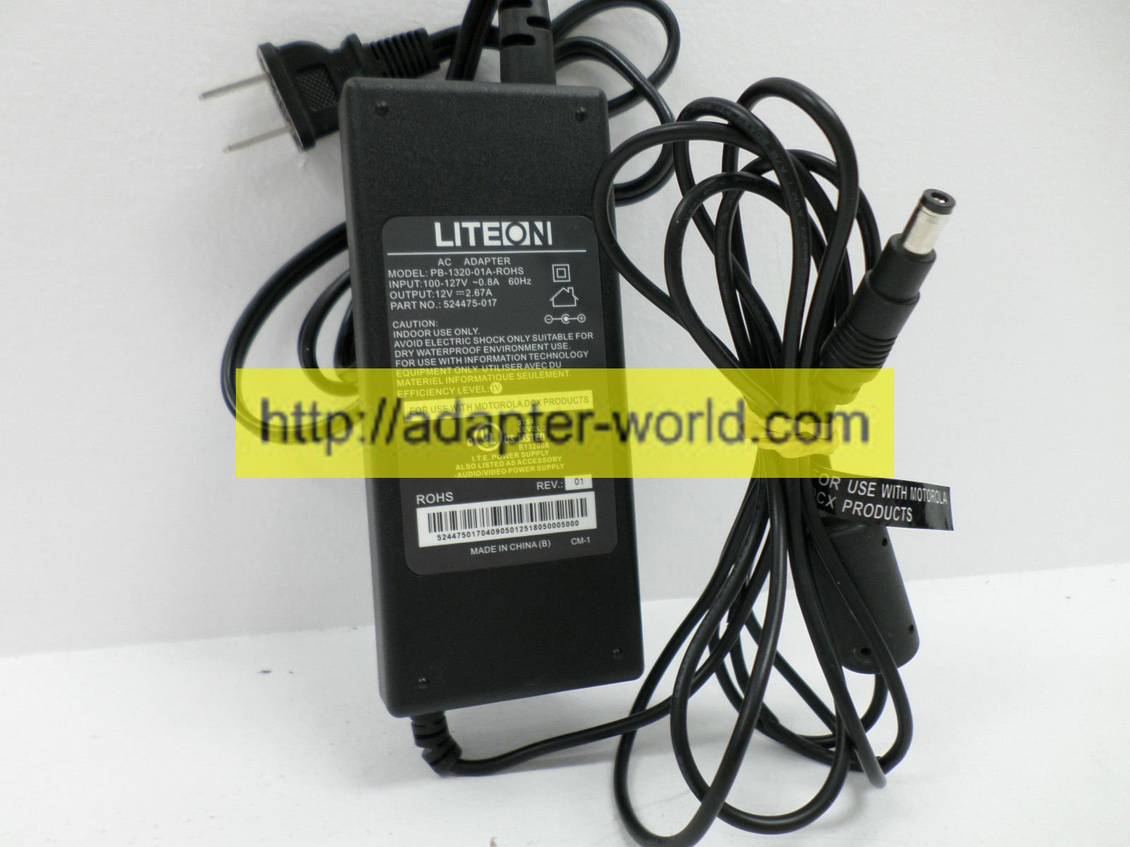*100% Brand NEW* LITEON 12V 2.67A Model PB-1320-01A-ROHS P/N: 524475-017 AC Adapter Free shipping!