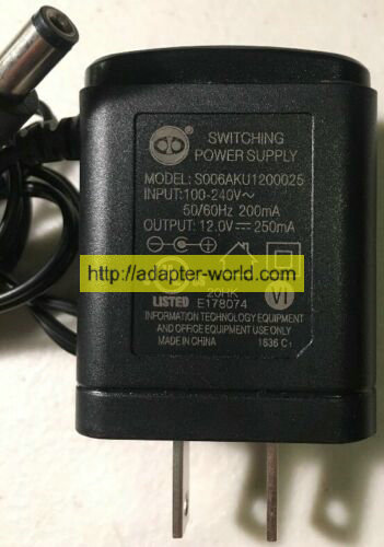 *100% Brand NEW* S003AKU060004 6V DC 400mA AC/DC Power Supply Adapter Free shipping!