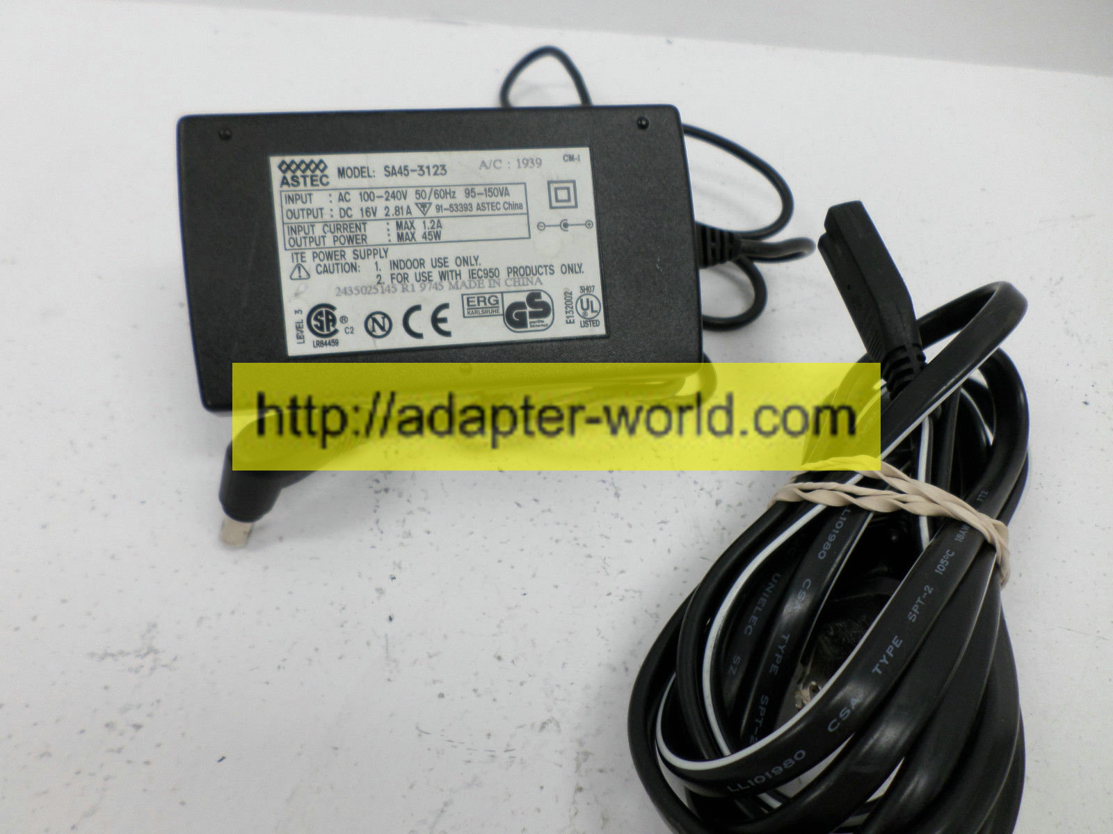 *100% Brand NEW* Astec 45w 16V SA45-3123 AC Power Adapter for Fujitsu FPC38-0025-01 Free shipping!