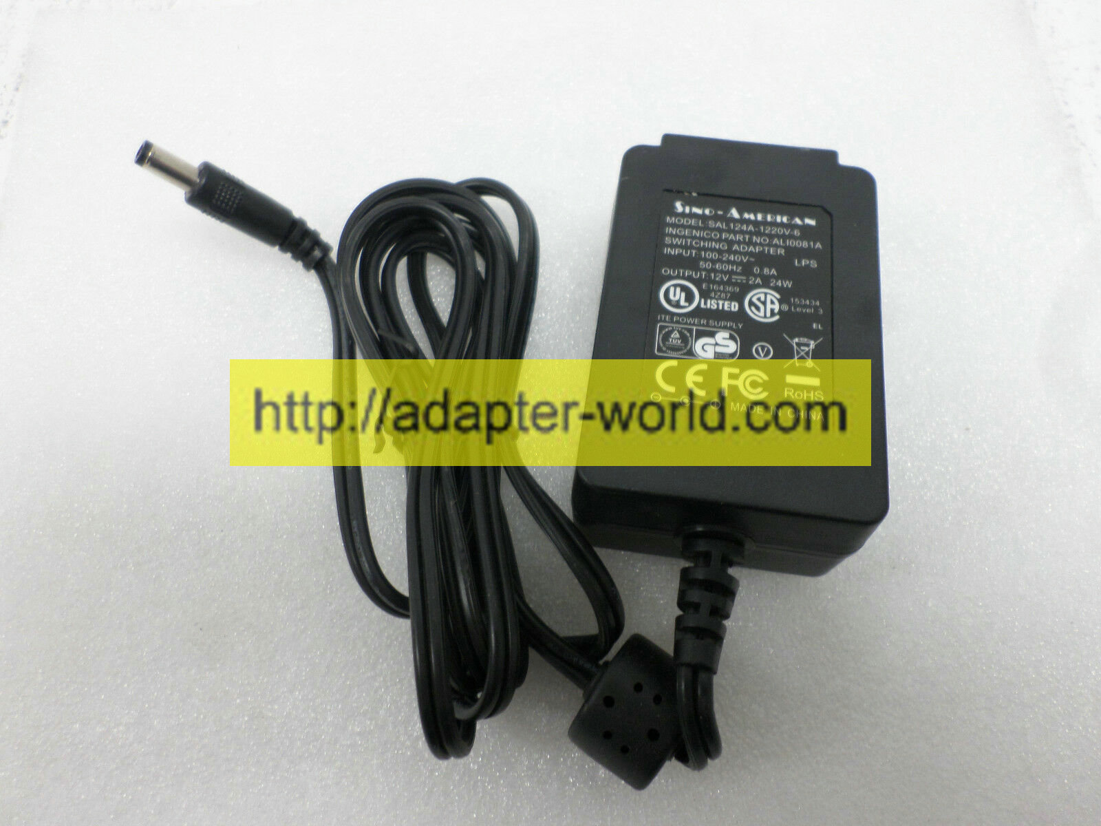 *100% Brand NEW* Sino-American 50-60Hz .8A 12V 2A 24W for SAL124A-1220V-6 AC Switching Power Adapter