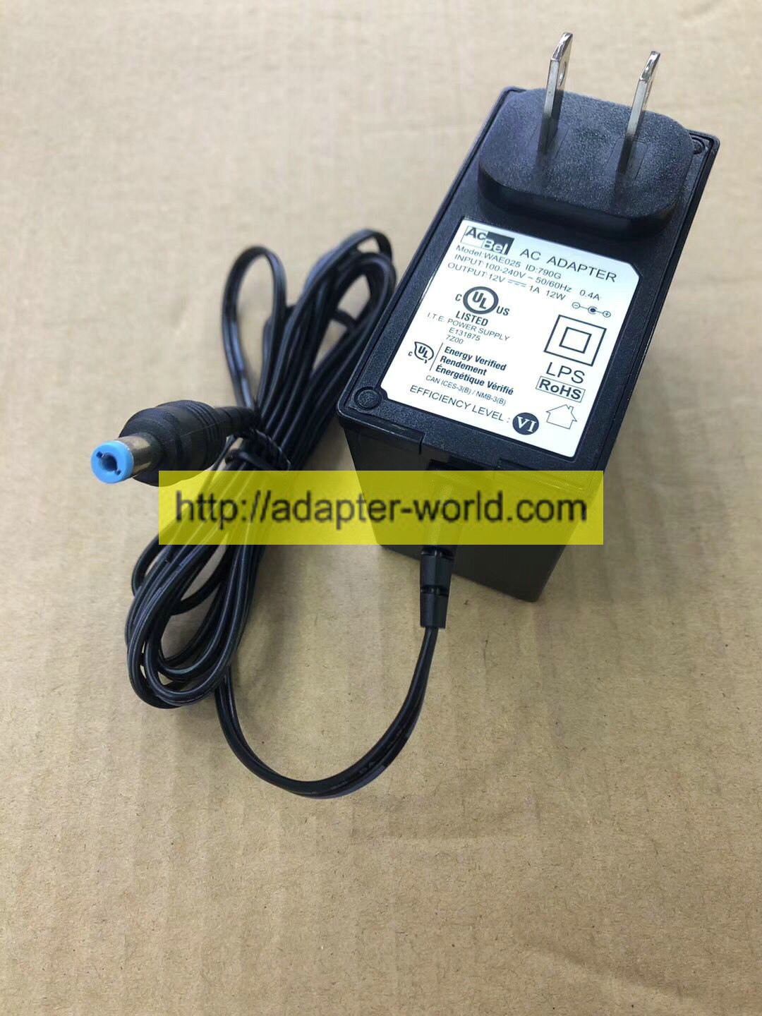 *100% Brand NEW* ACBel 12V --1A 12W MODEL:WAE025 ID:790G Switching AC Power Adapter Free shipping!