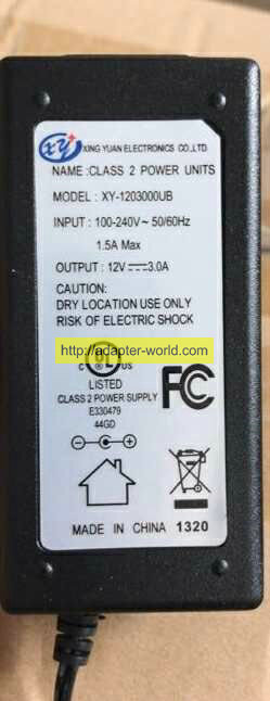 *100% Brand NEW* XY 12V---3.0A XY-1203000UB 50-60Hz 1.5A MAX AC Adapter Free shipping!