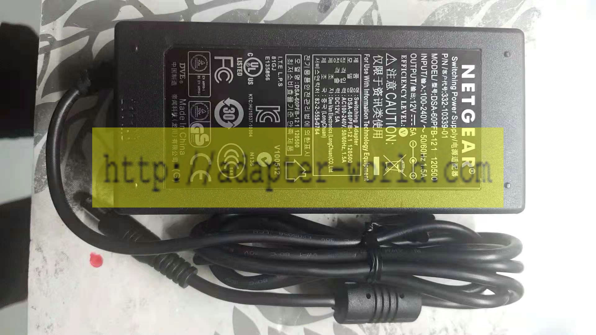 *Brand NEW*NETGEAR 332-10339-01 DSA-60PFB-12 1 120500 12V 5A AC DC Adapter POWER SUPPLY - Click Image to Close