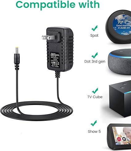 *Brand NEW*15W Alexa Echo Spot, Echo Dot (3rd / 4th / 5th Gen), Fire TV Cube, Show 5, Dot with Clock Power Cor
