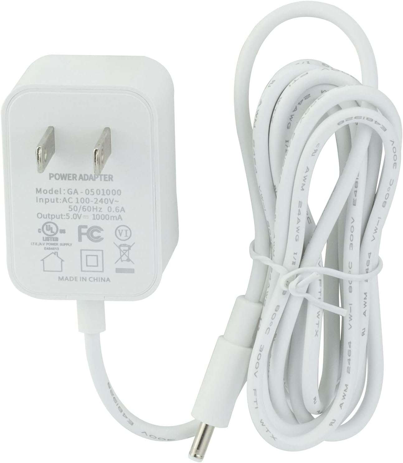 *Brand NEW*Cable 5ft Hatch Baby Rest Sound Machine Night Light, Barrel Style 5V 1A White AC Supply Adapter
