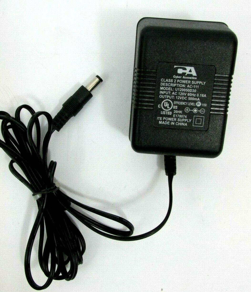 *Brand NEW*12vDC 500mA Transformer Adapter Cyber Acoustics OEM AC-111 Power Supply