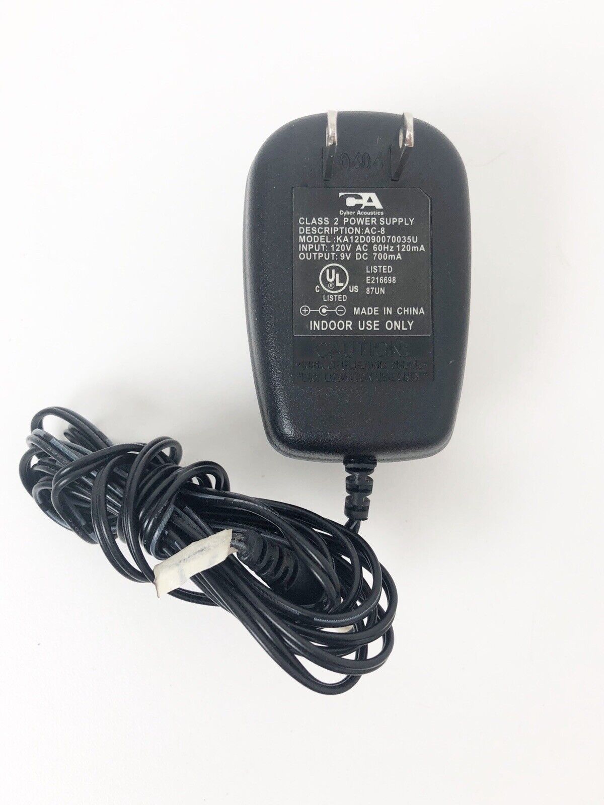*Brand NEW* Charger 9 Volts 700mA Cyber Acoustics KA12D090070035u AC Adapter Power Supply - Click Image to Close