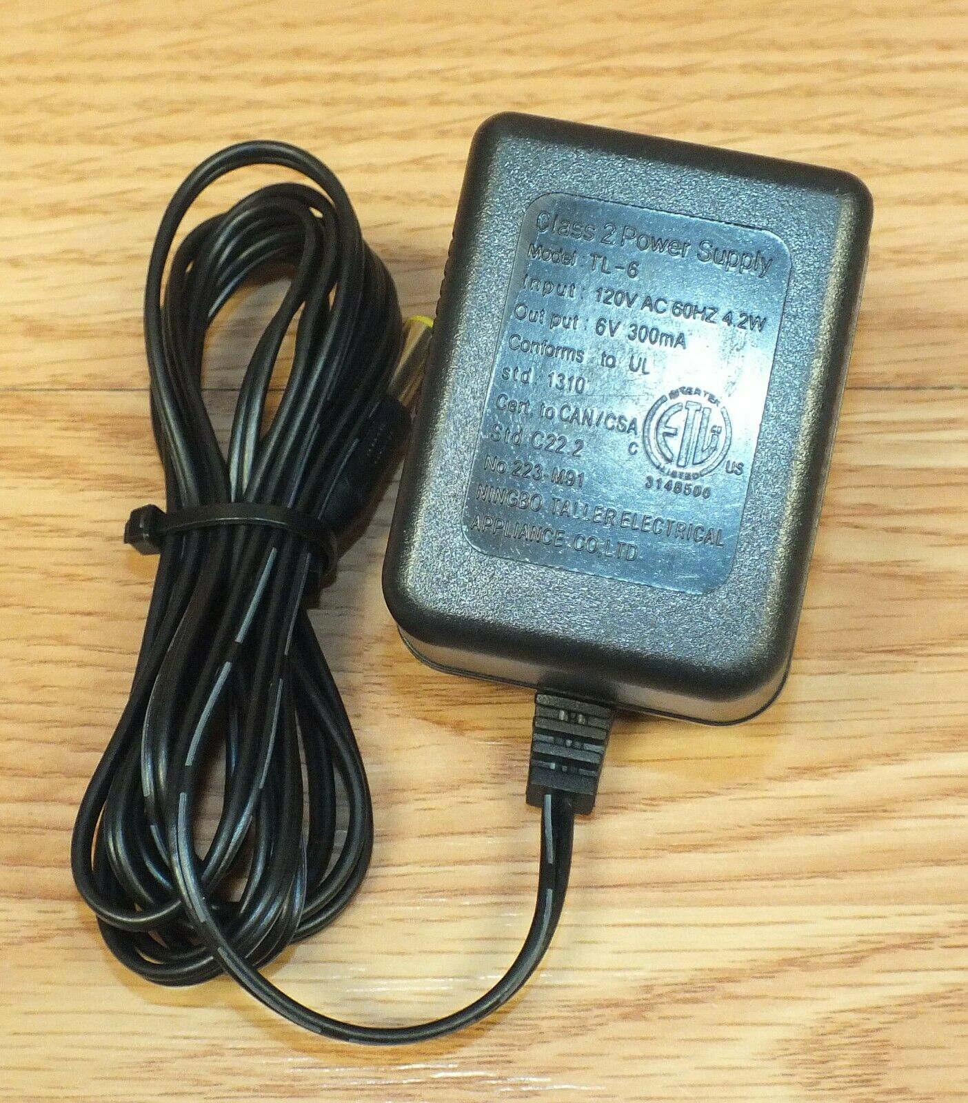*Brand NEW*Ningbo Taller Electrical (TL-6) 6V 300mA Class 2 Power Supply