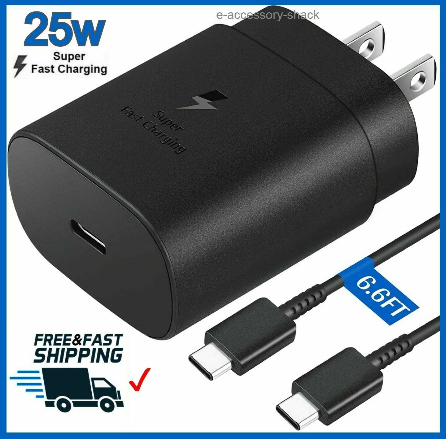 *Brand NEW* For Samsung Galaxy S22+Ultra 5G 25w Type USB-C Super Fast Wall Charger+6FT Cable